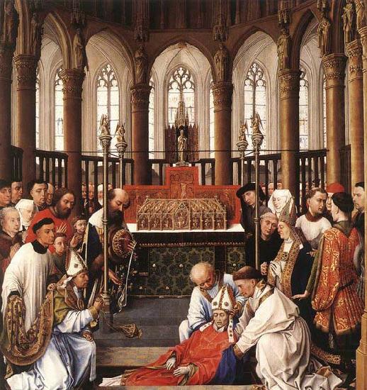 WEYDEN, Rogier van der Exhumation of St Hubert china oil painting image